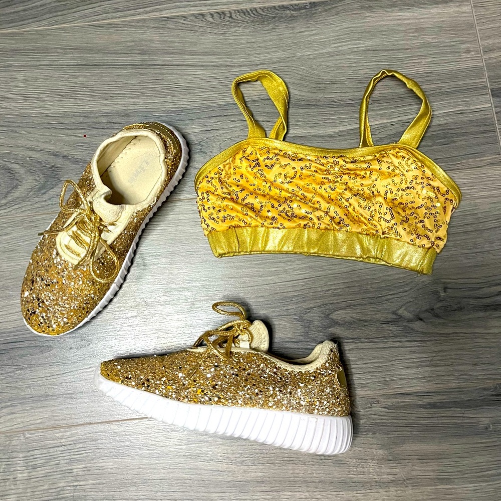 Gold Dance Costume Pack, Shoes and Top